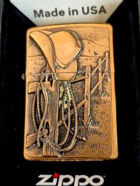 2008 Brass Cowboy Lasso & Emblem Zippo Lighter